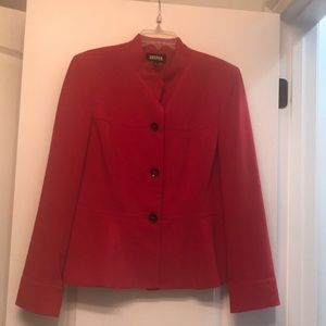 Kasper red blazer with mandarin collar